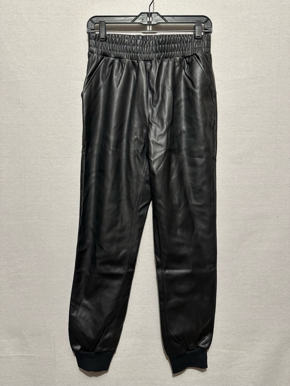 NWT Noir Black Faux Leather Joggers - size S